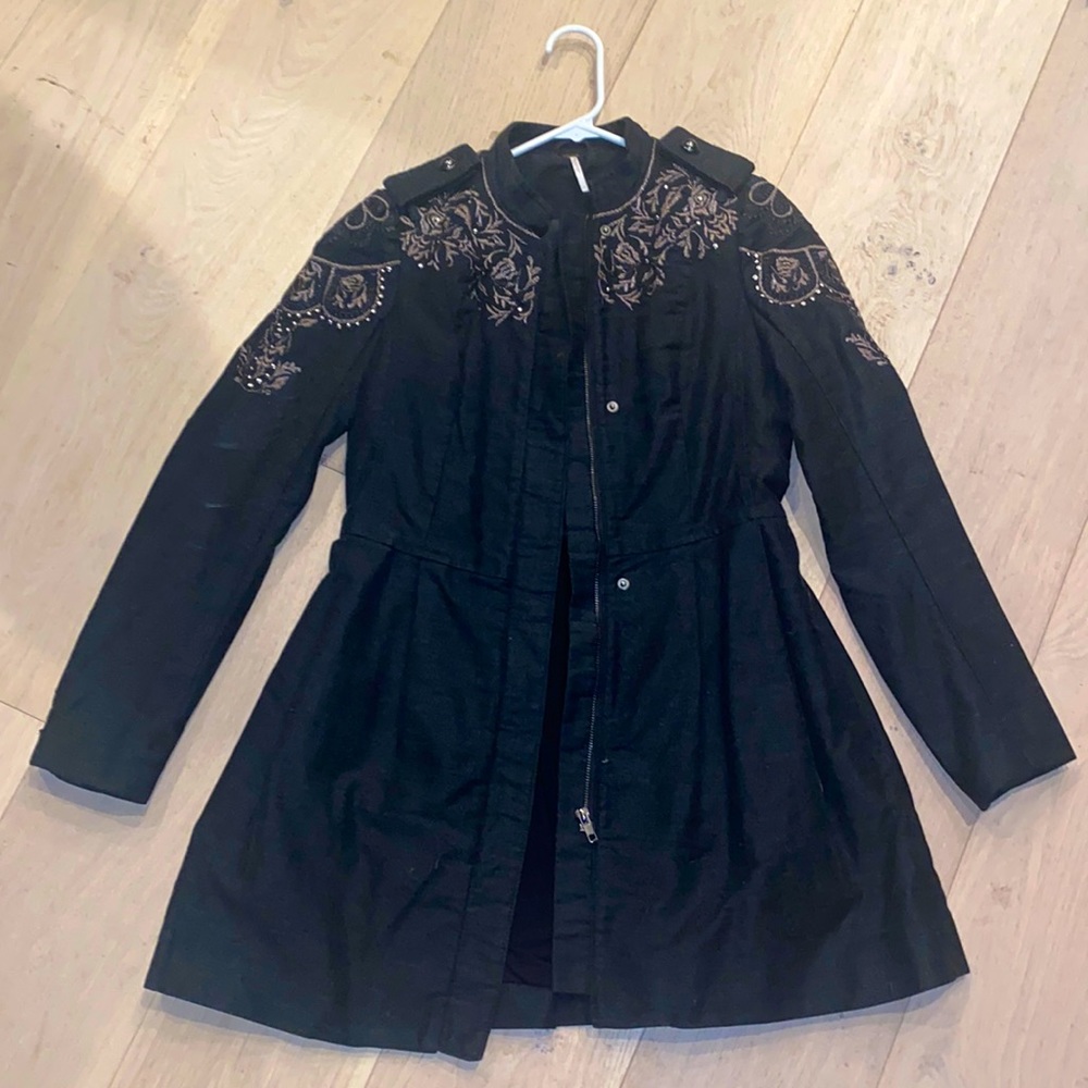 Free People Black Gold Embroidered Jacket - Picture 3 of 8